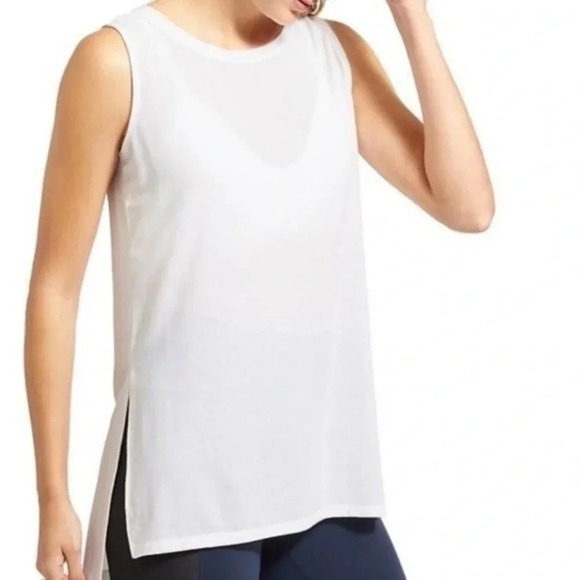 Athleta Side Split Tank Top White XS - Picture 2 of 7